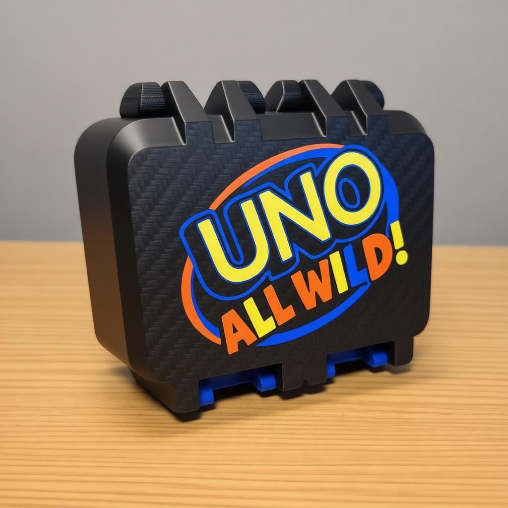 UNO All Wild Card Storage Box - 3D Printed Carbon Fiber Finish by KcPrintWorks, open case detail