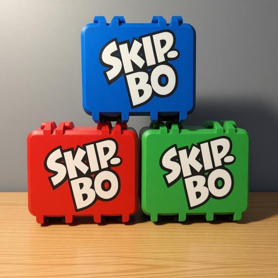 Skip-Bo Card Game Travel Case - Storage Box with Card Holder by KcPrintWorks, main product photo
