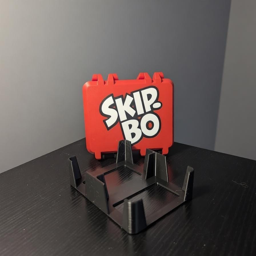 Skip-Bo Card Game Travel Case - Storage Box with Card Holder by KcPrintWorks, side view