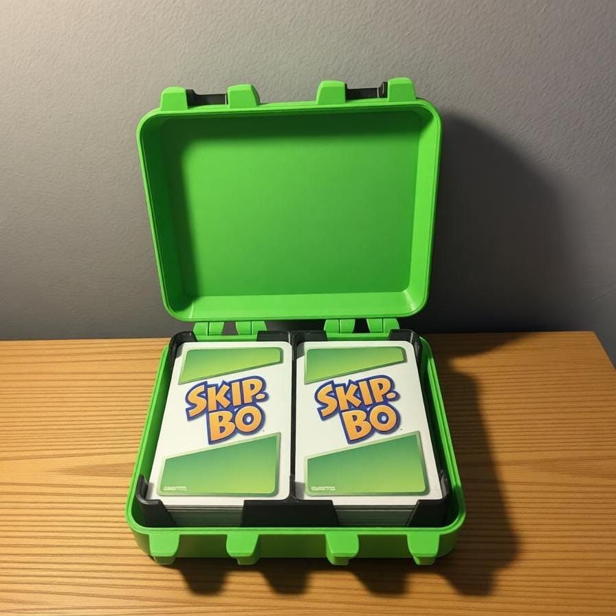 Skip-Bo Card Game Travel Case - Storage Box with Card Holder by KcPrintWorks, open case detail