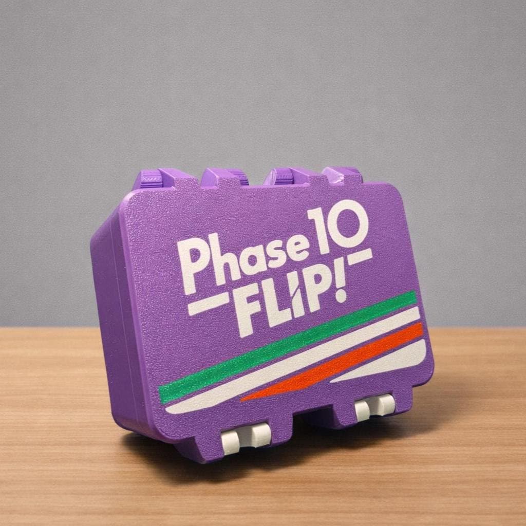 Phase 10 Flip Card Storage Box - 3D Printed Case with Card Holder by KcPrintWorks, side view