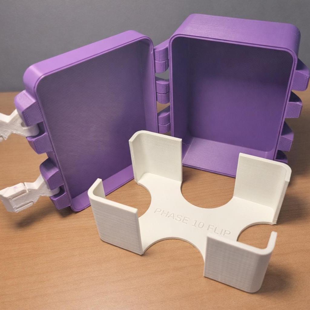 Phase 10 Flip Card Storage Box - 3D Printed Case with Card Holder by KcPrintWorks, open case detail