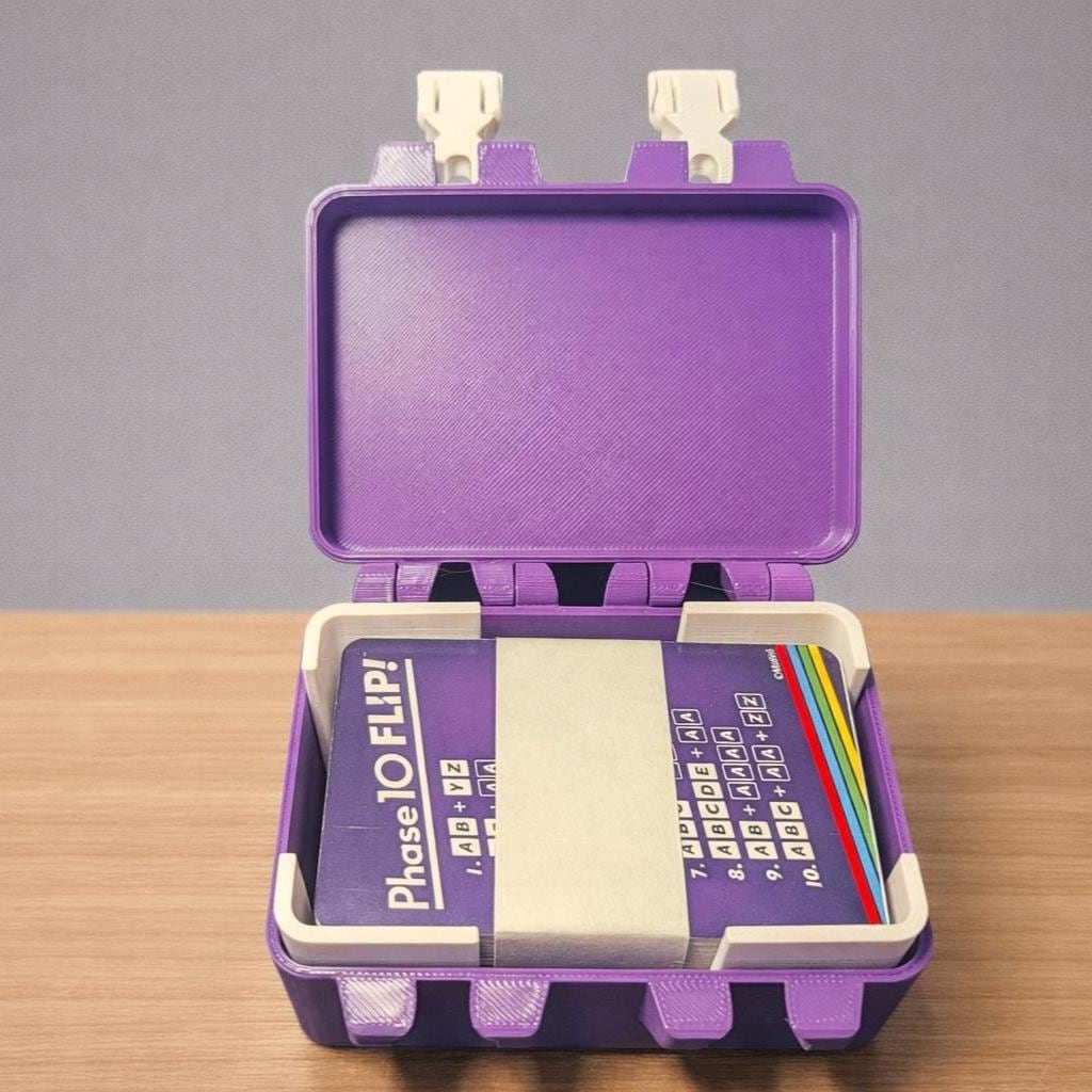 Phase 10 Flip Card Storage Box - 3D Printed Case with Card Holder by KcPrintWorks, storage detail