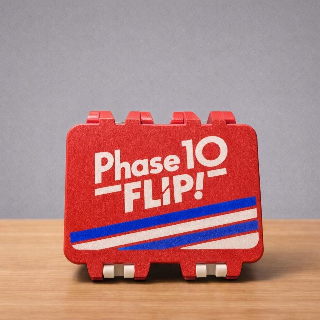 Phase 10 Flip Card Storage Box - 3D Printed Case with Card Holder by KcPrintWorks, angle view