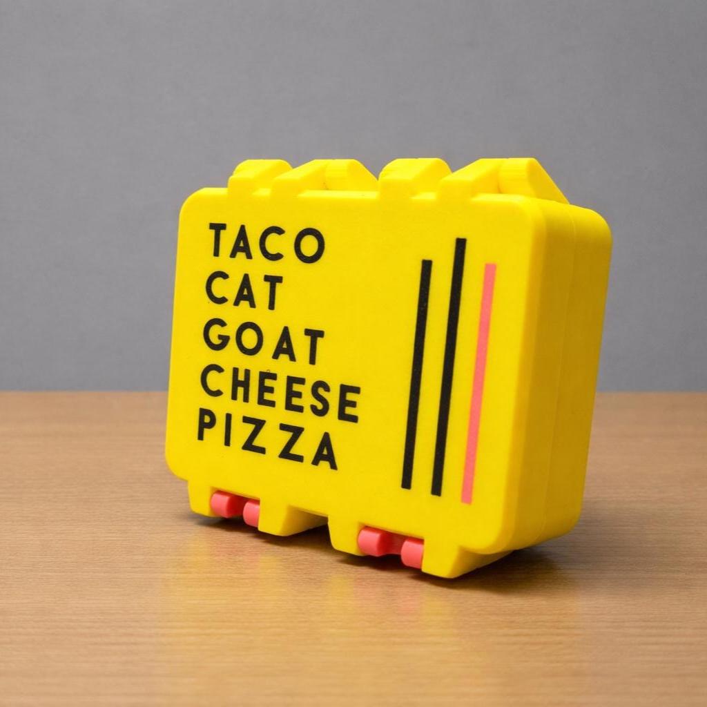 Taco Cat Goat Cheese Pizza Card Game Box - 3D Printed Organizer by KcPrintWorks, front view