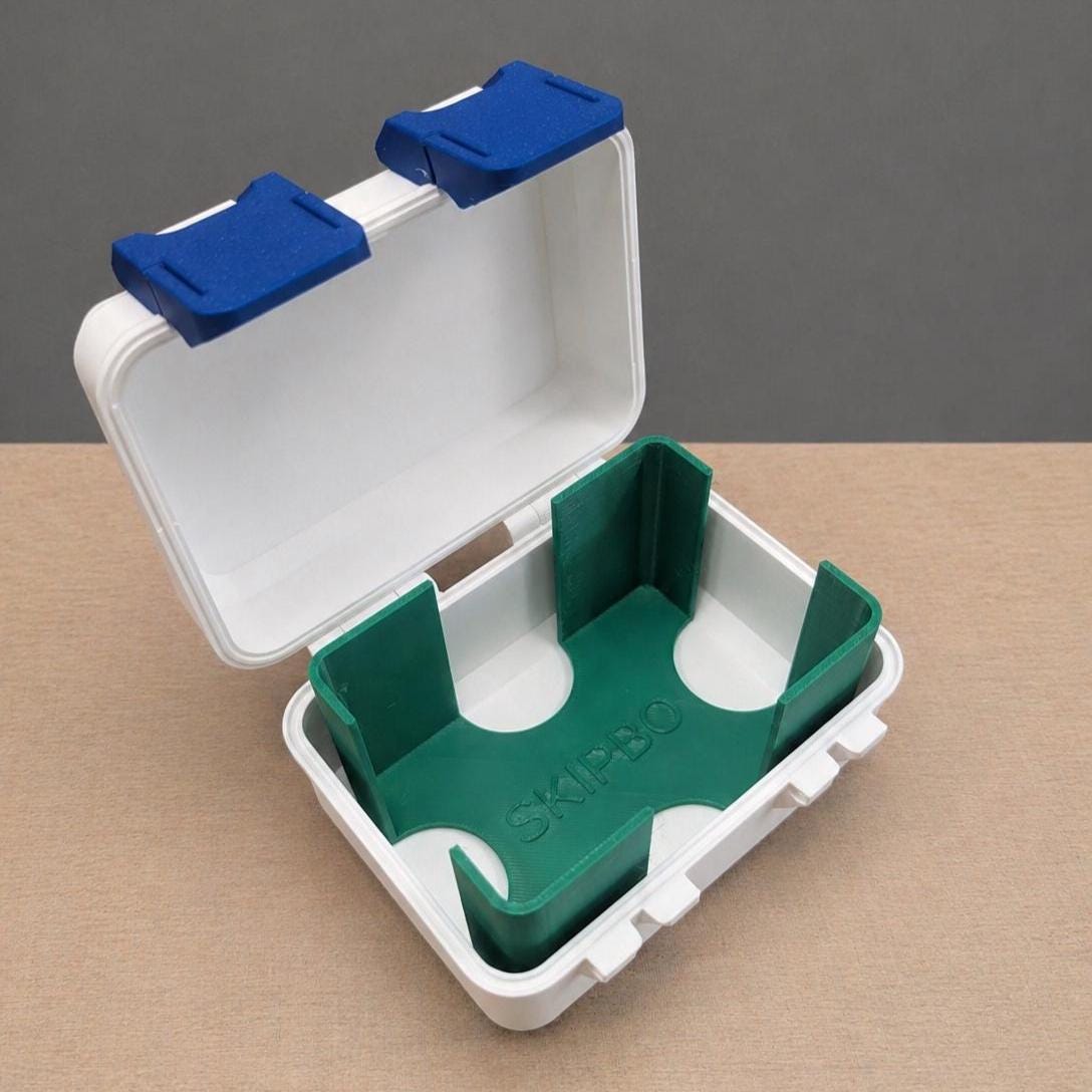Vintage Skip-Bo storage box by KcPrintWorks, top view