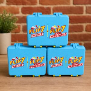 Flip 7 Card Game Storage Case with Deck Holder, Blue and Yellow Organizer