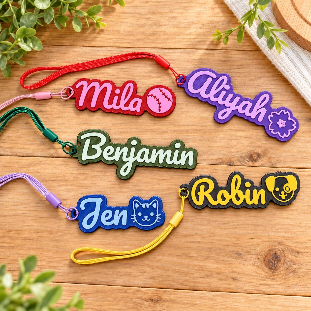 Personalized Bag Tag, Custom Name Tag with Emoji, Backpack Tag, Personalized Luggage Tag, Water Bottle Name Tag, Custom Bag Tag